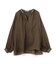 PAULINE / リネンヴィスコースフェイクレザー配色ブラウス