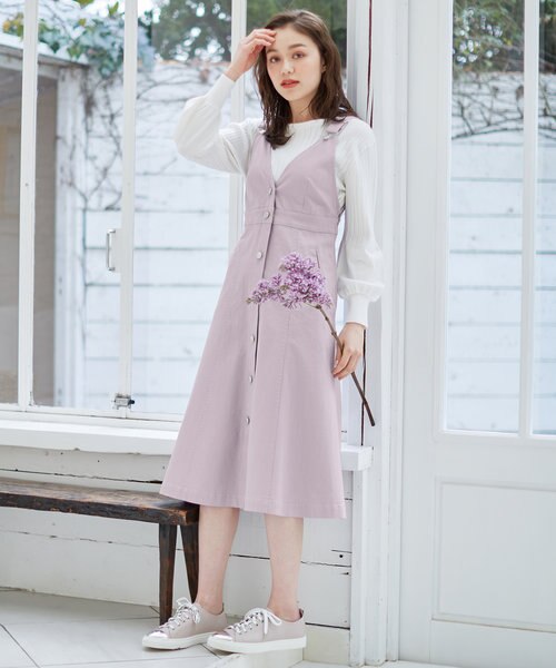 新品☆6Lフェミニン♪リブカットソー＆デニムジャンスカ♪1.3万円相当☆p106 予約商品＞ デニム オールインワン ジャンプスーツ ロンパース