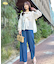 【洗える】ベルト付き テンセルデニム ワイドパンツ
