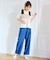 【洗える】ベルト付き テンセルデニム ワイドパンツ