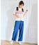 【洗える】ベルト付き テンセルデニム ワイドパンツ