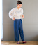 【洗える】胸元刺繍ケーブルポロ ニット