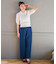 【洗える】胸元刺繍ケーブルポロ ニット