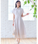 【洗える】パールボタンストライプ シャツワンピース