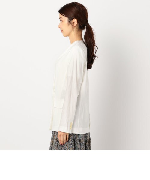 麻混ストレッチノーカラーダブルジャケット｜ノーリーズの通販｜&mall