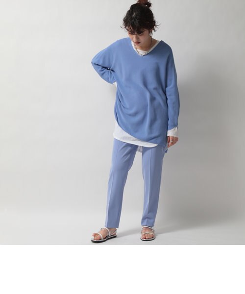 【極美品】ノーリーズ　コモニア加工 ペンシルパンツ グレイッシュブルー　38 L 極美品】ノーリーズ コモニア加工 ペンシルパンツ グレイッシュ