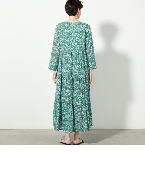 ヌキテパ COTTON DOBBY DRESS❤️ ne Quittez pas/ヌキテパ】DOBBY CHECK LEAF PRINT EMB DRESS