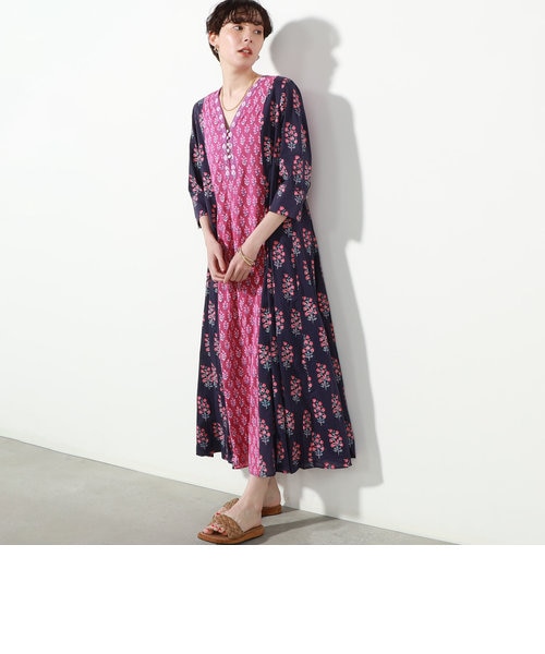 ヌキテパ ETHNIC PRINT SLEEVERS DRESS ピンク ヌキテパ ETHNIC