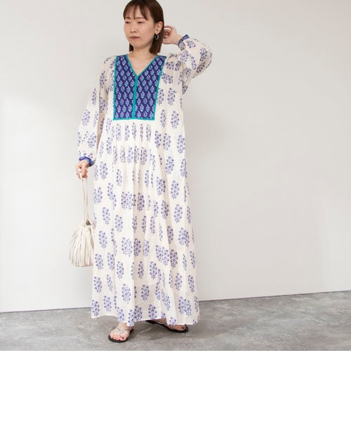 ▪️ ヌキテパ ▪️ プリントワンピース WH Cotton Jacquard Lily Print Shirring Dress | Pasand by ne