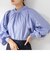 ロールネックバックリボンギャザーブラウス