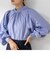 ロールネックバックリボンギャザーブラウス