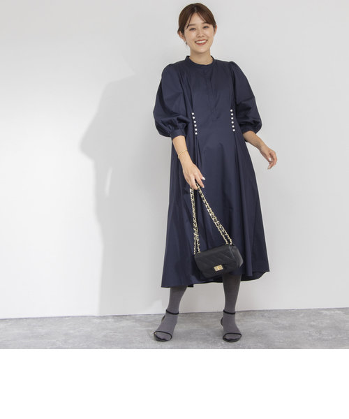 《手洗い可能》パール付き2WAYシャツワンピース