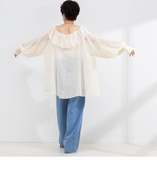 【crinkle crinkle crinkle】シアーコットンフレアブラウス crinkle crinkle crinkle】sheer ruffle blouse/シアーラッフル
