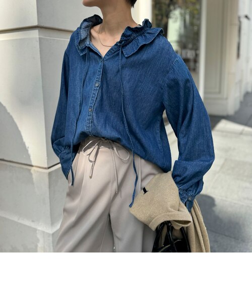 追加7回】【RM denim】フリルギャザーデニムブラウス｜ノーリーズの