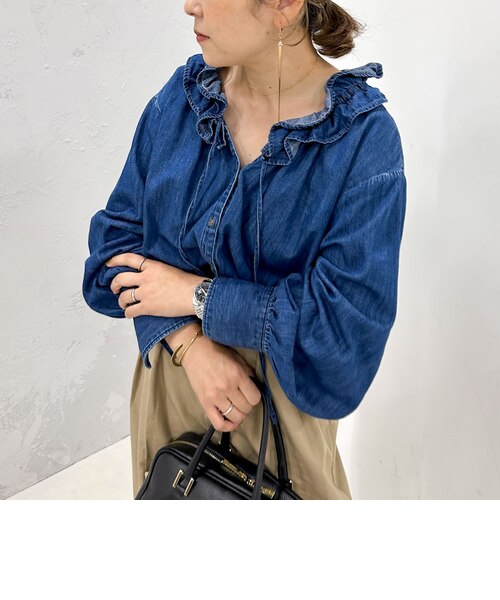 追加7回】【RM denim】フリルギャザーデニムブラウス｜ノーリーズの