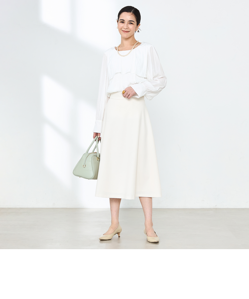 セットアップ対応》ウォッシャブルウール調サージストレッチフレア