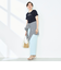 シルケット天竺衿配色ロゴTシャツ
