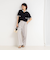 バックサテンフレアスリーブブラウス