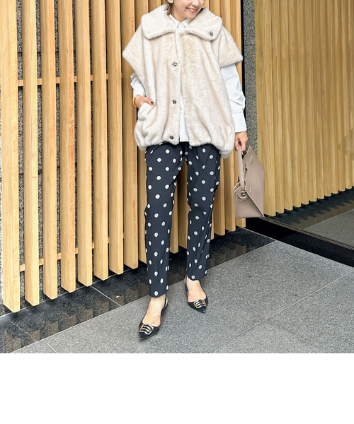 ウォッシャブルストレッチドットジャガードテーパードパンツ