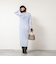 《手洗い可能》ウール混ワイドリブ袖口配色ロングワンピース