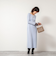 《手洗い可能》ウール混ワイドリブ袖口配色ロングワンピース