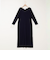 《手洗い可能》ウール混ワイドリブ袖口配色ロングワンピース