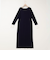 《手洗い可能》ウール混ワイドリブ袖口配色ロングワンピース