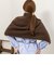 ウール混ヘアリー片開きポンチョ