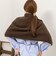 ウール混ヘアリー片開きポンチョ