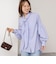 【MARILYN MOON/マリリーンムーン】stripe embroidery tie blouse