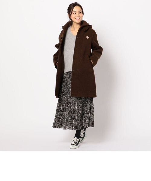 DANTON/ダントン】WOOL MOSEER LONG 丸衿フード付コート (JD-8457 WOM