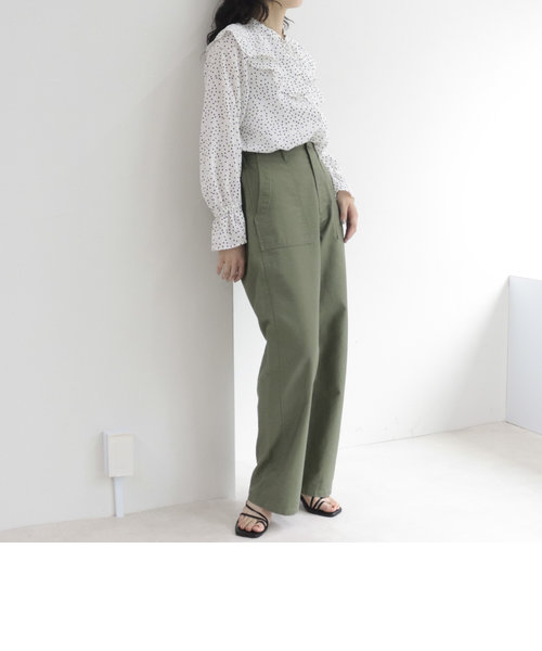 ドットラッフルカラーブラウス