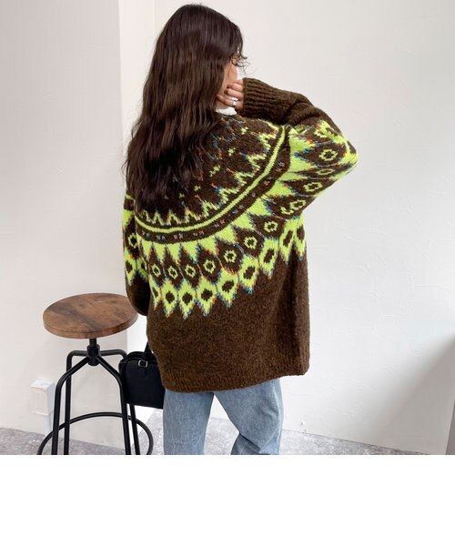 GREEN BUTTER/グリーンバター】Alpaca Nordic Cardigan GREEN BUTTER