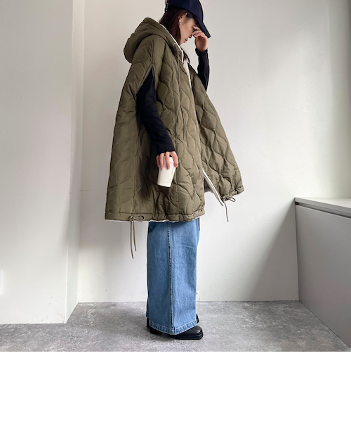 taion ミリタリーダウンケープ　ポンチョ　ボア TAION（タイオン） ポンチョ 「」「グッズ」ミリタリー ダウンケープ