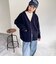裏配色Vネックニットブルゾン