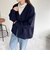 裏配色Vネックニットブルゾン