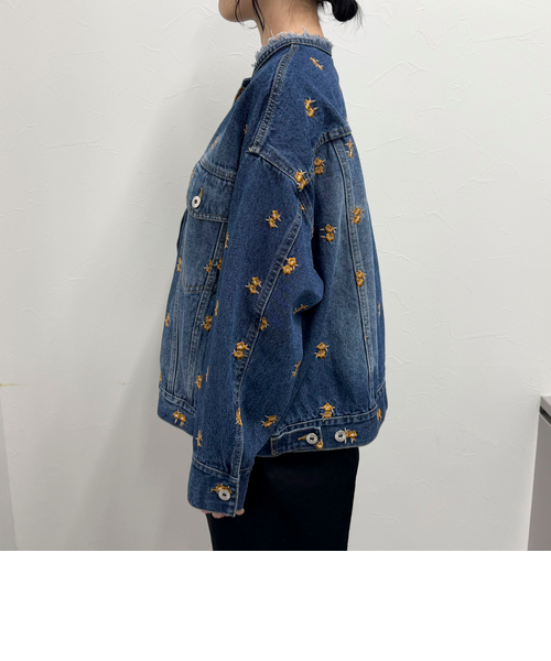 刺繍ノーカラーデニムジャケット｜フレディ＆グロスターの通販