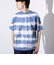 【GLOSTER/グロスター】16/-綿天竺 タイダイ染め ボーダークルーネックTシャツ