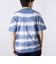 【GLOSTER/グロスター】16/-綿天竺 タイダイ染め ボーダークルーネックTシャツ