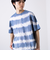 【GLOSTER/グロスター】16/-綿天竺 タイダイ染め ボーダークルーネックTシャツ