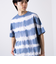 【GLOSTER/グロスター】16/-綿天竺 タイダイ染め ボーダークルーネックTシャツ