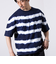 【GLOSTER/グロスター】16/-綿天竺 タイダイ染め ボーダークルーネックTシャツ