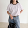 ボーダー無地ワンポイントロゴ5分袖Ｔシャツ