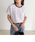 ボーダー無地ワンポイントロゴ5分袖Ｔシャツ