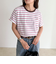 ボーダー無地ワンポイントロゴ5分袖Ｔシャツ
