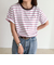 ボーダー無地ワンポイントロゴ5分袖Ｔシャツ