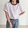 ボーダー無地ワンポイントロゴ5分袖Ｔシャツ
