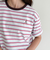 ボーダー無地ワンポイントロゴ5分袖Ｔシャツ
