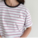 ボーダー無地ワンポイントロゴ5分袖Ｔシャツ