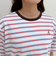 ボーダー無地ワンポイントロゴ5分袖Ｔシャツ